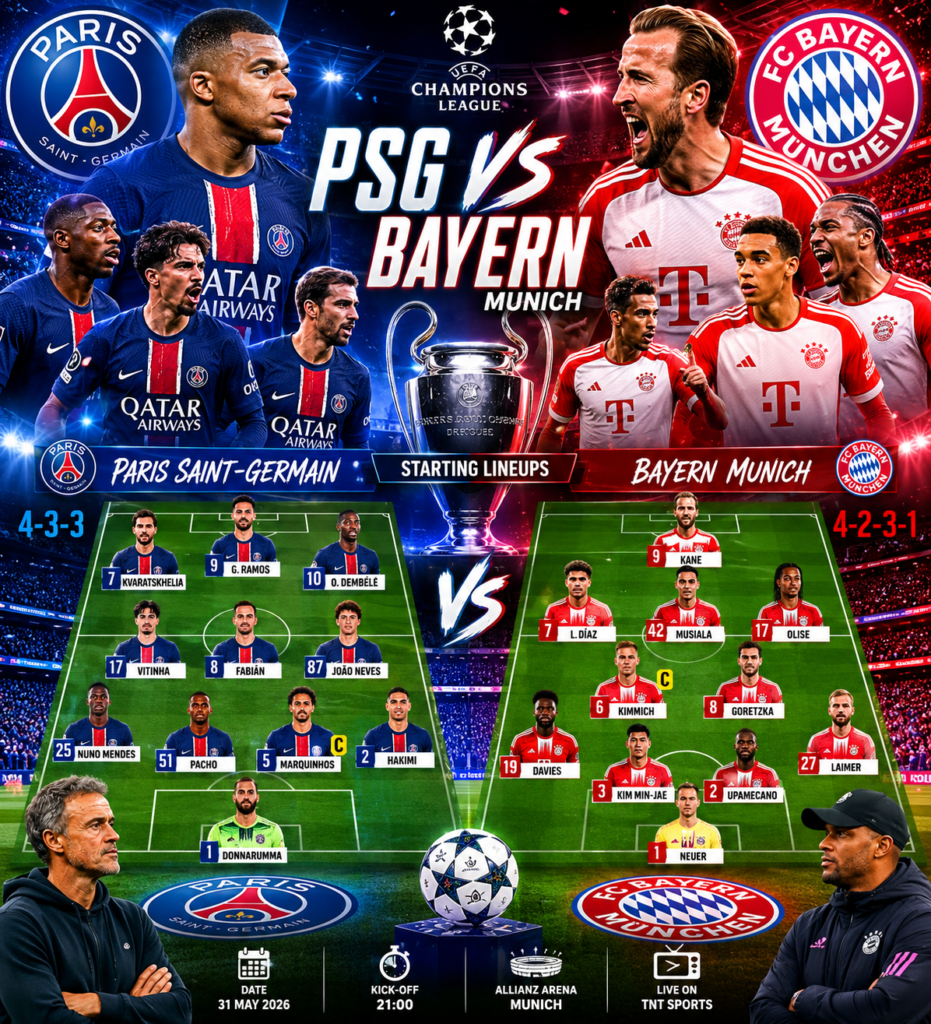 psg vs bayern munich lineups