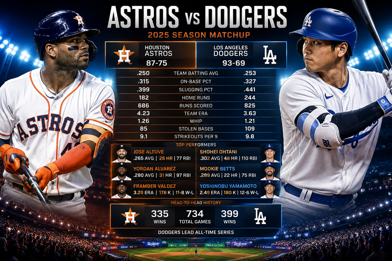 houston astros vs dodgers match player stats