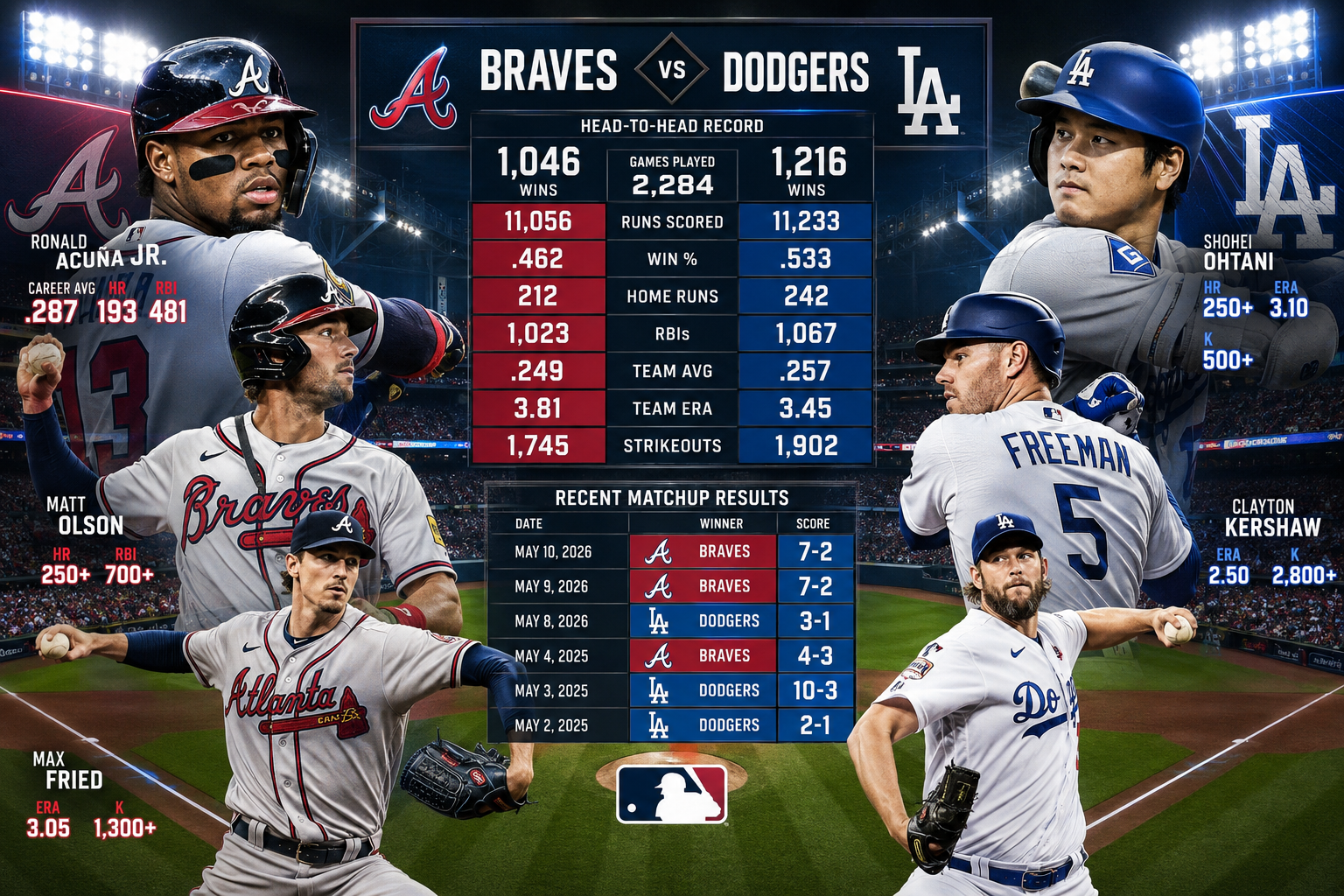 atlanta braves vs dodgers match player stats