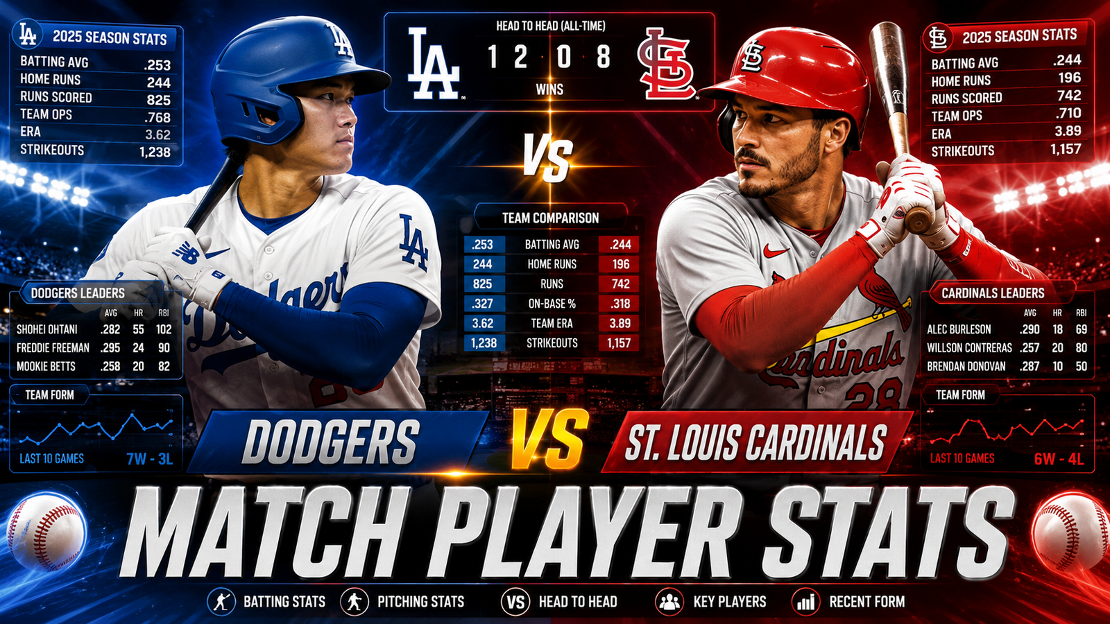 dodgers vs st. louis cardinals match player stats