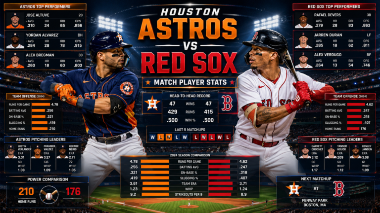 houston astros vs red sox match player stats