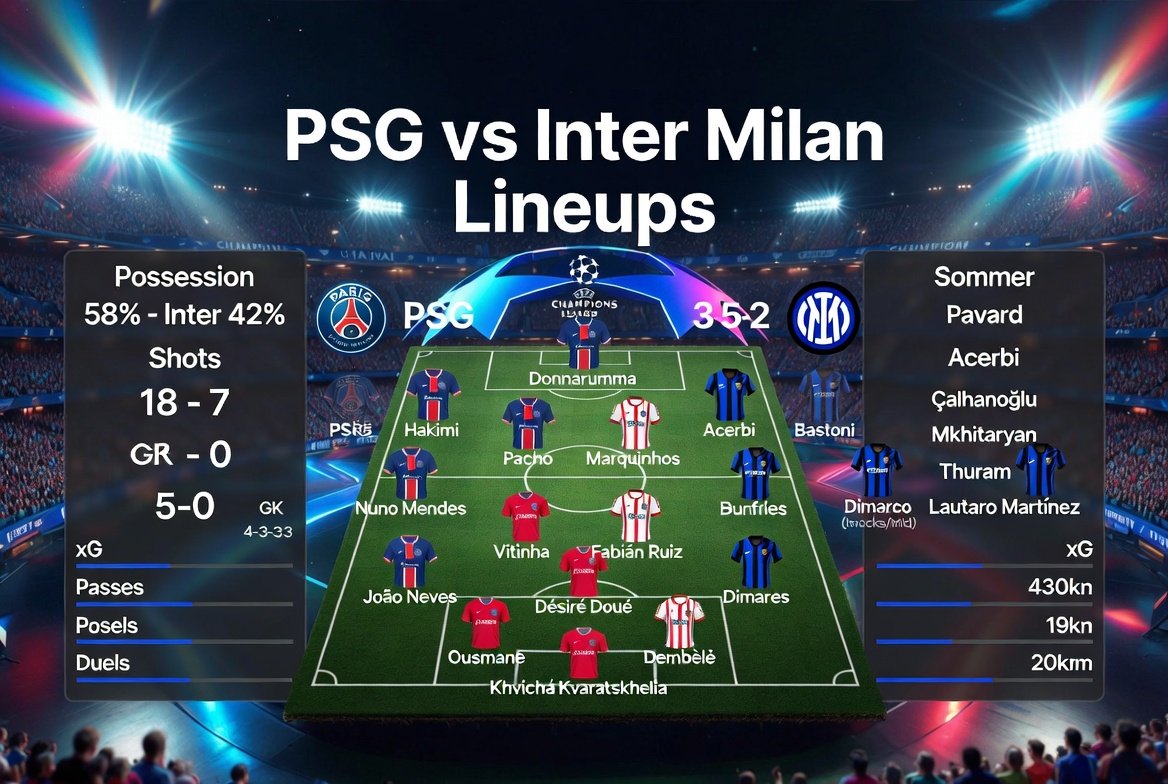 PSG vs Inter Milan Lineups