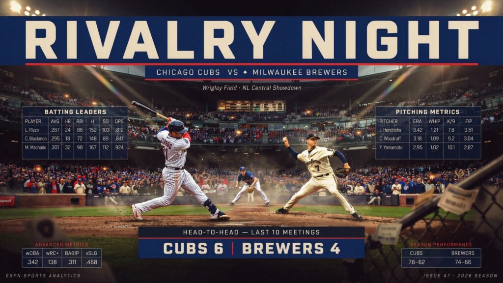chicago cubs vs milwaukee brewers match player stats