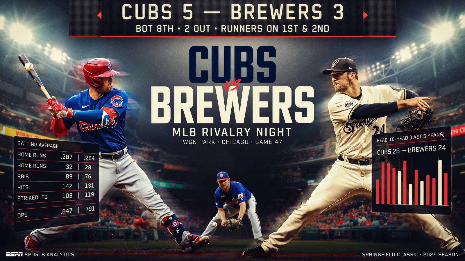 chicago cubs vs milwaukee brewers match player stats