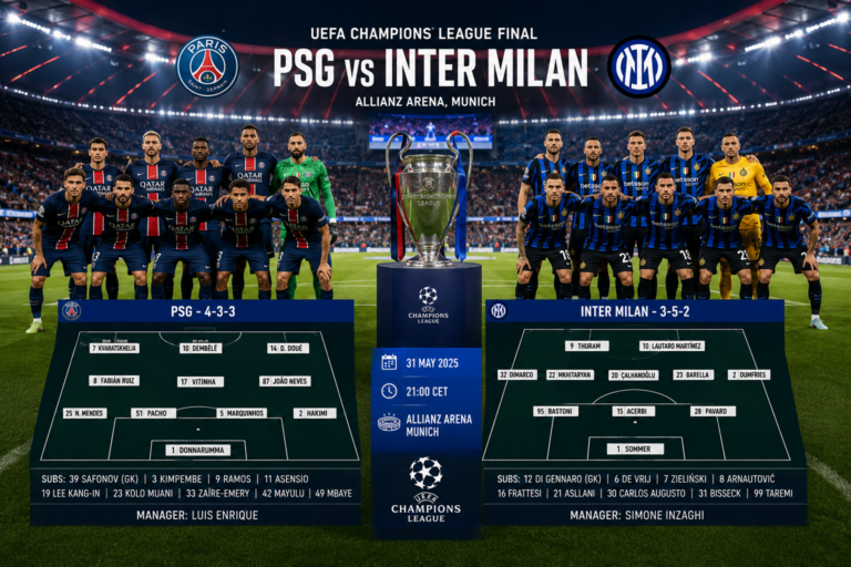psg vs inter milan lineups